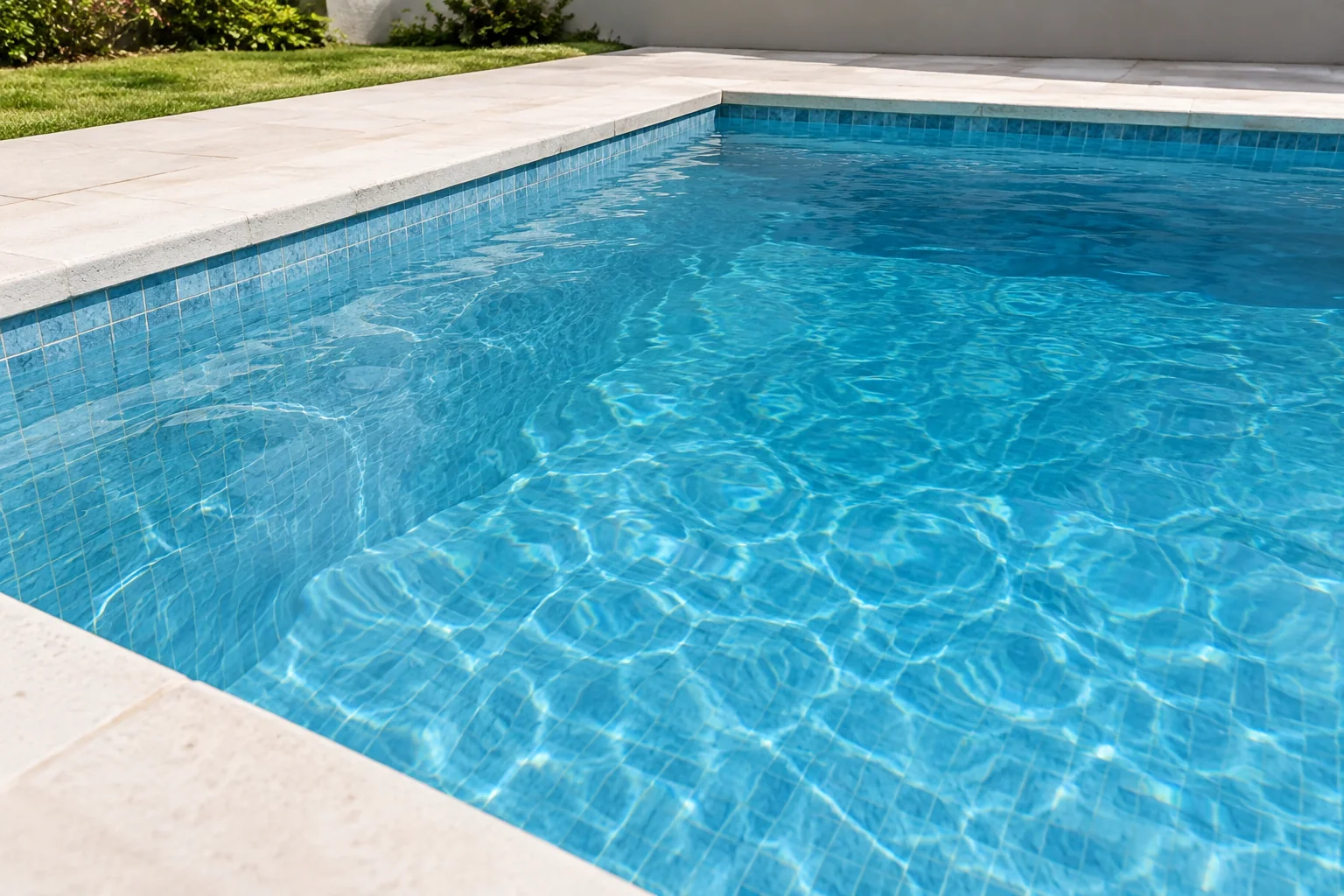 Imagem ilustrativa de uma piscina retangular com água azul